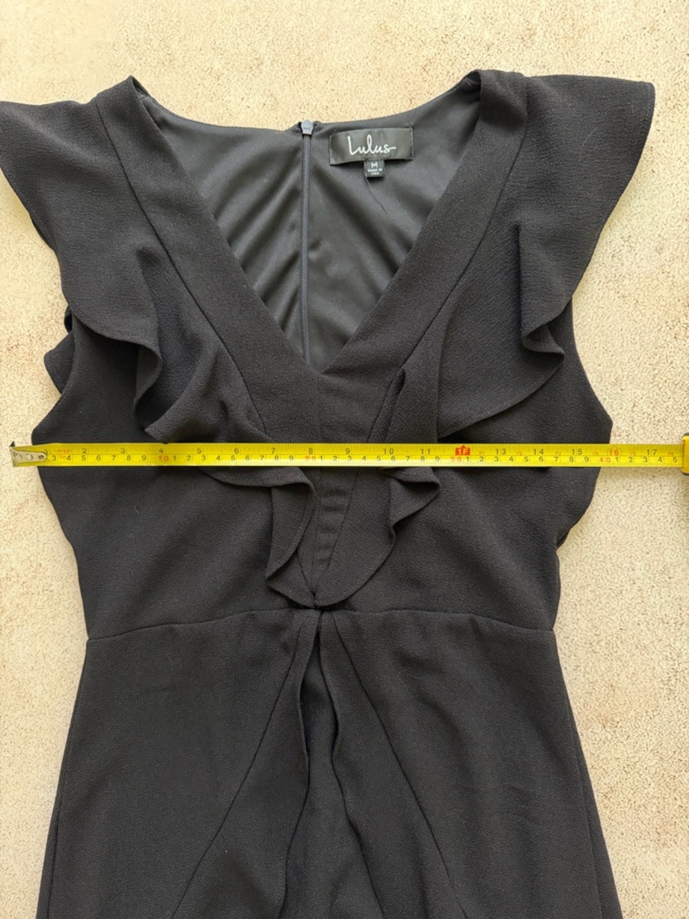 Lulu's Black Ruffle V-Neck Mini Dress - Picture 4 of 5